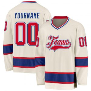 Custom Cream Red-Royal Hockey Jersey Suit for daily life,Material: 100% polyester,price varies by size and custom