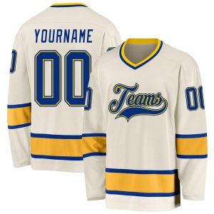 Custom Cream Royal-Gold Hockey Jersey Suit for daily life,Material: 100% polyester,price varies by size and custom