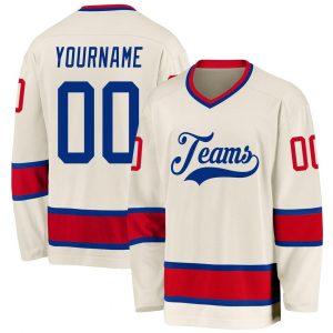 Custom Cream Royal-Red Hockey Jersey Suit for daily life,Material: 100% polyester,price varies by size and custom