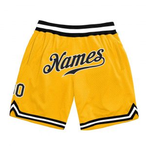 Custom Gold Black-White Authentic Throwback Basketball Shorts Suit for daily life,Material: 100% polyester,price varies by size and custom