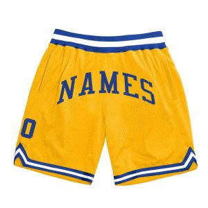 Custom Gold Royal-White Authentic Throwback Basketball Shorts Suit for daily life,Material: 100% polyester,price varies by size and custom