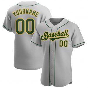 Custom Gray Green-Gold Authentic Baseball Jersey Suit for daily life,Material: 100% polyester,price varies by size and custom