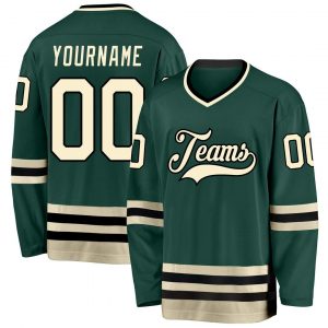 Custom Green Cream-Black Hockey Jersey Suit for daily life,Material: 100% polyester,price varies by size and custom