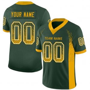 Custom Green Gold-White Mesh Drift Fashion Football Jersey Suit for daily life,Material: 100% polyester,price varies by size and custom