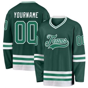 Custom Green Kelly Green-White Hockey Jersey Suit for daily life,Material: 100% polyester,price varies by size and custom