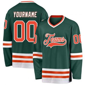 Custom Green Orange-White Hockey Jersey Suit for daily life,Material: 100% polyester,price varies by size and custom