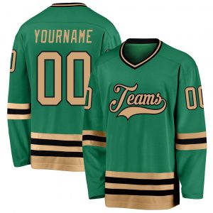 Custom Kelly Green Old Gold-Black Hockey Jersey Suit for daily life,Material: 100% polyester,price varies by size and custom