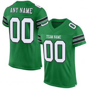 Custom Kelly Green White-Black Mesh Authentic Football Jersey Suit for daily life,Material: 100% polyester,price varies by size and custom