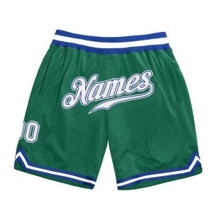 Custom Kelly Green White-Royal Authentic Throwback Basketball Shorts Suit for daily life,Material: 100% polyester,price varies by size and custom