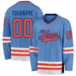 Custom Light Blue Orange-Royal Hockey Jersey Suit for daily life,Material: 100% polyester,price varies by size and custom