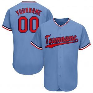 Custom Light Blue Red-Navy Baseball Jersey Suit for daily life,Material: 100% polyester,price varies by size and custom