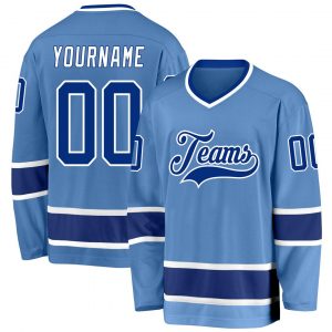 Custom Light Blue Royal-White Hockey Jersey Suit for daily life,Material: 100% polyester,price varies by size and custom