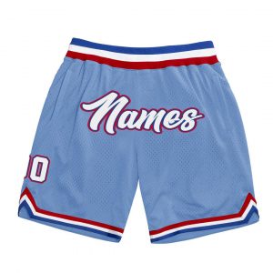 Custom Light Blue White-Royal Authentic Throwback Basketball Shorts Suit for daily life,Material: 100% polyester,price varies by size and custom