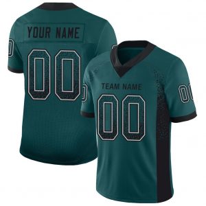 Custom Midnight Green Black-White Mesh Drift Fashion Football Jersey Suit for daily life,Material: 100% polyester,price varies by size and custom