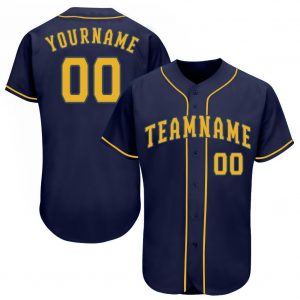 Custom Navy Gold Baseball Jersey Suit for daily life,Material: 100% polyester,price varies by size and custom