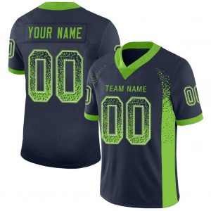 Custom Navy Neon Green-Gray Mesh Drift Fashion Football Jersey Suit for daily life,Material: 100% polyester,price varies by size and custom