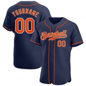 Custom Navy Orange-White Authentic Baseball Jersey Suit for daily life,Material: 100% polyester,price varies by size and custom