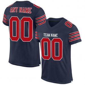 Custom Navy Red-White Mesh Authentic Football Jersey Suit for daily life,Material: 100% polyester,price varies by size and custom