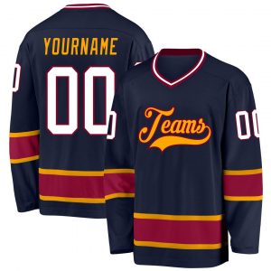 Custom Navy White-Maroon Hockey Jersey Suit for daily life,Material: 100% polyester,price varies by size and custom