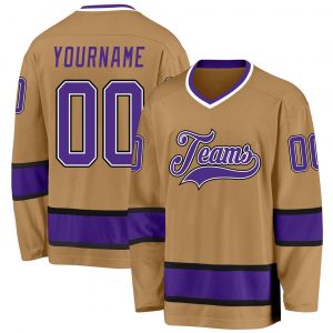 Custom Old Gold Purple-Black Hockey Jersey Suit for daily life,Material: 100% polyester,price varies by size and custom