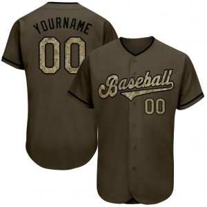 Custom Olive Camo-Black Authentic Salute To Service Baseball Jersey Suit for daily life,Material: 100% polyester,price varies by size and custom