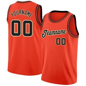 Custom Orange Black-Cream Round Neck Rib-Knit Basketball Jersey Suit for daily life,Material: 100% polyester,price varies by size and custom