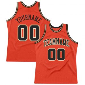 Custom Orange Black-Old Gold Authentic Throwback Basketball Jersey Suit for daily life,Material: 100% polyester,price varies by size and custom