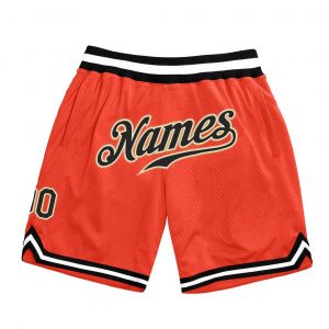 Custom Orange Black-Old Gold Authentic Throwback Basketball Shorts Suit for daily life,Material: 100% polyester,price varies by size and custom