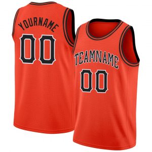 Custom Orange Black-White Round Neck Rib-Knit Basketball Jersey Suit for daily life,Material: 100% polyester,price varies by size and custom