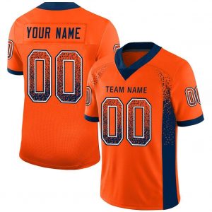 Custom Orange Navy-White Mesh Drift Fashion Football Jersey Suit for daily life,Material: 100% polyester,price varies by size and custom