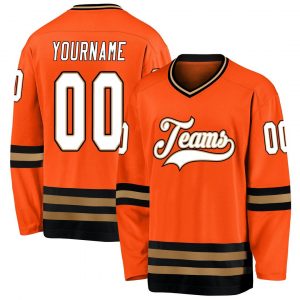 Custom Orange White-Black Hockey Jersey Suit for daily life,Material: 100% polyester,price varies by size and custom