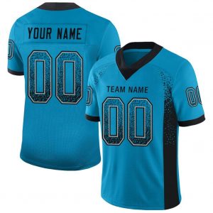 Custom Panther Blue Black-Light Gray Mesh Drift Fashion Football Jersey Suit for daily life,Material: 100% polyester,price varies by size and custom