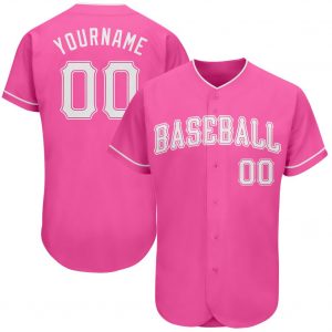 Custom Pink White Authentic Baseball Jersey Suit for daily life,Material: 100% polyester,price varies by size and custom