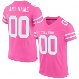 Custom Pink White Mesh Authentic Football Jersey Suit for daily life,Material: 100% polyester,price varies by size and custom