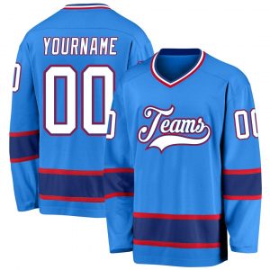 Custom Powder Blue White-Royal Hockey Jersey Suit for daily life,Material: 100% polyester,price varies by size and custom