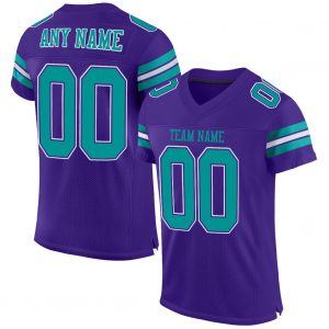 Custom Purple Aqua-White Mesh Authentic Football Jersey Suit for daily life,Material: 100% polyester,price varies by size and custom