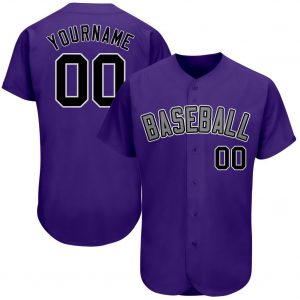 Custom Purple Black-Gray Authentic Baseball Jersey Suit for daily life,Material: 100% polyester,price varies by size and custom