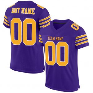 Custom Purple Gold-White Mesh Authentic Football Jersey Suit for daily life,Material: 100% polyester,price varies by size and custom