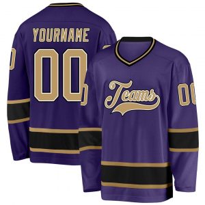 Custom Purple Old Gold-Black Hockey Jersey Suit for daily life,Material: 100% polyester,price varies by size and custom