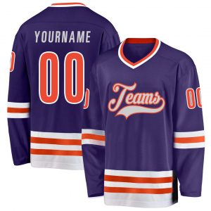 Custom Purple Orange-White Hockey Jersey Suit for daily life,Material: 100% polyester,price varies by size and custom