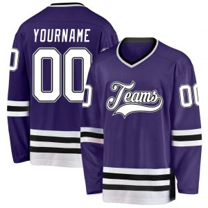 Custom Purple White-Black Hockey Jersey Suit for daily life,Material: 100% polyester,price varies by size and custom