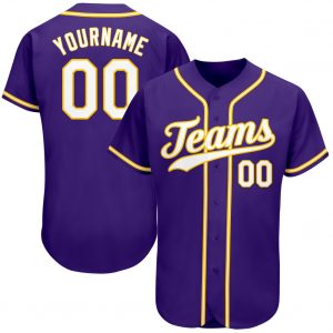 Custom Purple White-Gold Authentic Baseball Jersey Suit for daily life,Material: 100% polyester,price varies by size and custom