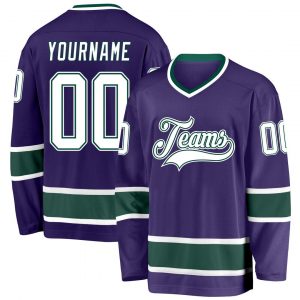 Custom Purple White-Green Hockey Jersey Suit for daily life,Material: 100% polyester,price varies by size and custom