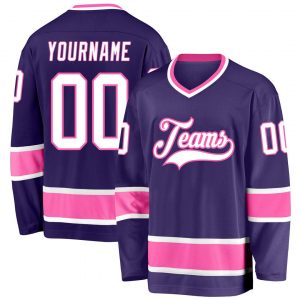 Custom Purple White-Pink Hockey Jersey Suit for daily life,Material: 100% polyester,price varies by size and custom