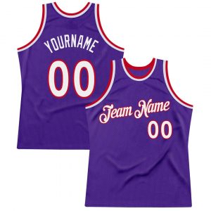 Custom Purple White-Red Authentic Throwback Basketball Jersey Suit for daily life,Material: 100% polyester,price varies by size and custom