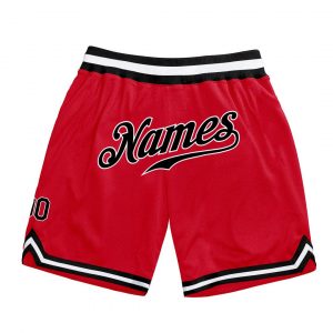 Custom Red Black-White Authentic Throwback Basketball Shorts Suit for daily life,Material: 100% polyester,price varies by size and custom