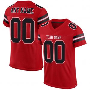 Custom Red Black-White Mesh Authentic Football Jersey Suit for daily life,Material: 100% polyester,price varies by size and custom