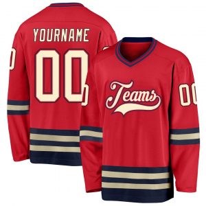 Custom Red Cream-Navy Hockey Jersey Suit for daily life,Material: 100% polyester,price varies by size and custom