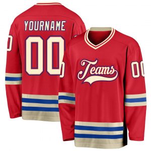 Custom Red Cream-Royal Hockey Jersey Suit for daily life,Material: 100% polyester,price varies by size and custom