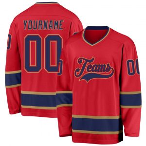 Custom Red Navy-Old Gold Hockey Jersey Suit for daily life,Material: 100% polyester,price varies by size and custom